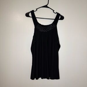 Perseption Black Sleeveless Blouse with Embellished Neckline